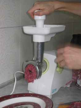 Grinding meat