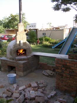 pizza oven being cured
